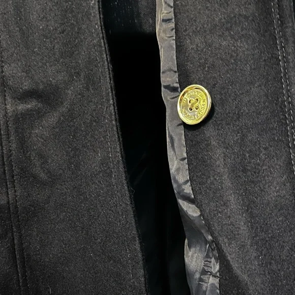 Michael Kors Elegant Black Hooded Trench Coat with Gold Accents (item#d10001) - Picture 9 of 12